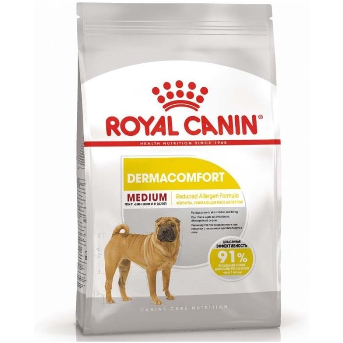 Корм Royal Canin для собак средних пород с чувствительной кожей, Медиум Дерма Комфорт