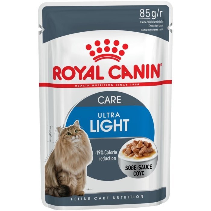 Royal Canin кусочки в соусе для кошек 1-10 лет (низкокалорийный), Ультра Лайт