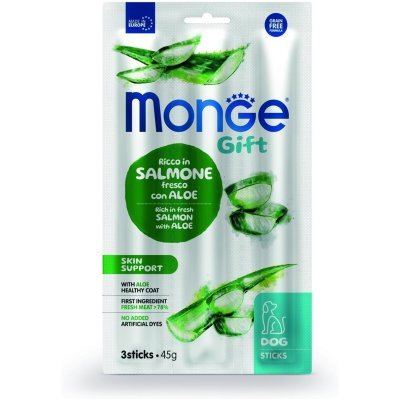 Monge Gift Skin support Мягкие палочки для собак со свежим Лососем для здоровой кожи 45 г