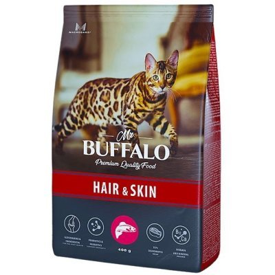 Mr. Buffalo Adult Hair&amp;Skin сухой корм для кошек с чувствительной кожей с Лососем