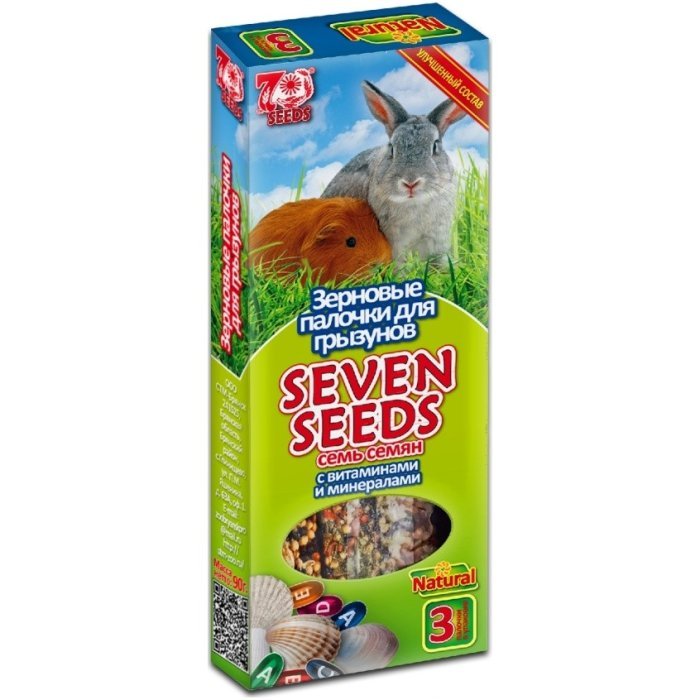 Зерновые палочки для грызунов с витаминами и минералами SEVEN SEEDS 3 шт (90г)