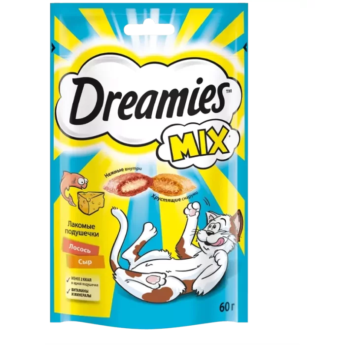 Dreamies MIX лакомые подушечки с лососем и сыром