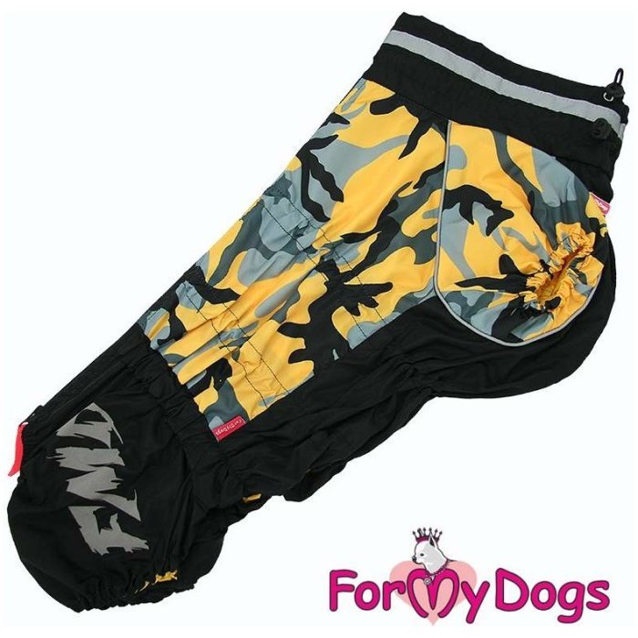 ForMyDogs Дождевик для собак черно/желтый для мальчиков