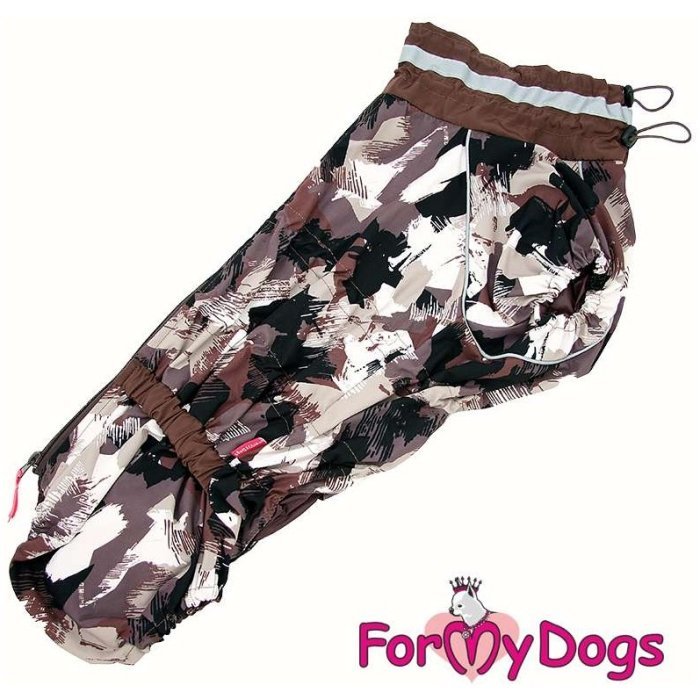 ForMyDogs Дождевик для собак коричневый камуфляж для мальчиков