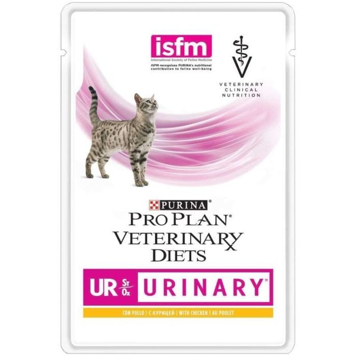 Purina Pro Plan Veterinary Diets UR, корм для кошек при болезнях нижних отделов мочевыводящих путей c курицей, пауч, 85 г