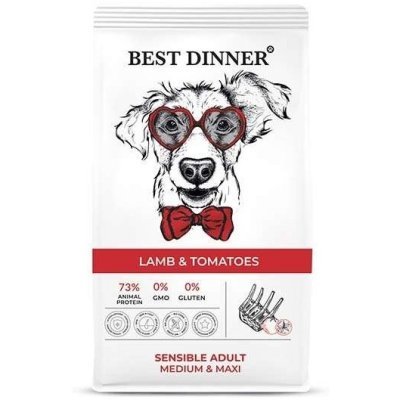 Best Dinner Sensible Adult Medium&amp;Maxi корм для собак средних и крупных пород с Ягненком и томатами