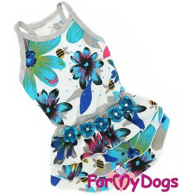 Платье ForMyDogs для собак &quot;Цветы&quot; голубое
