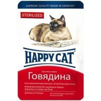 Happy Cat Пауч для стерилизованных кошек в желе Говядина, 100 г