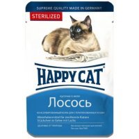 Happy Cat для стерилизованных в желе Лосось, 100 г